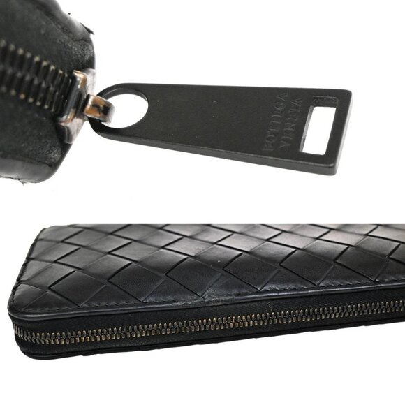 BOTTEGA VENETA Intrecciato Long Zipper Around Wallet Leather Black 65FC117 - Picture 6 of 13
